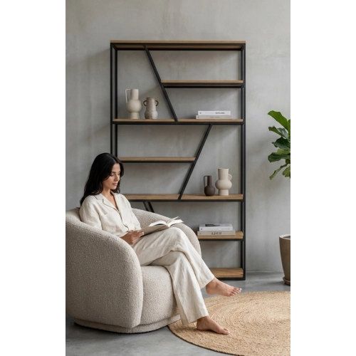 REGAŁ NA KSIĄŻKI METALOWE DREWNO LITE DĄB JESION OLCHA RNK-116